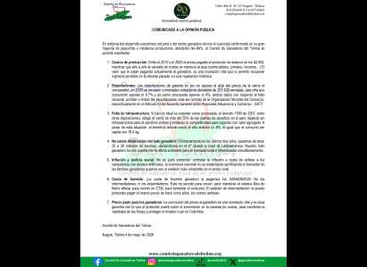 COMUNICADO A LA OPINIÓN PÚBLICA